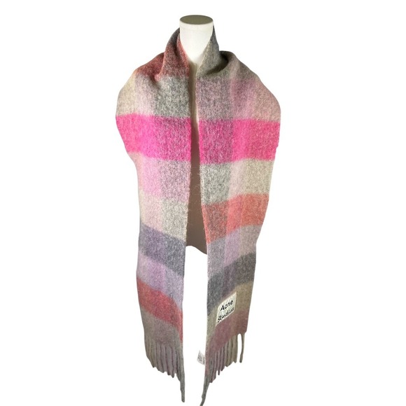 Acne Pink and Gray Striped Scarf - Picture 1 of 10